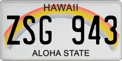 HI license plate ZSG943