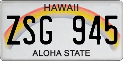 HI license plate ZSG945