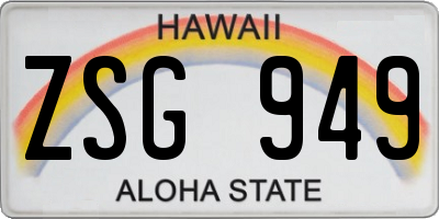 HI license plate ZSG949