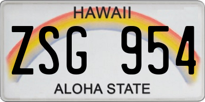 HI license plate ZSG954