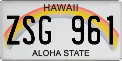 HI license plate ZSG961