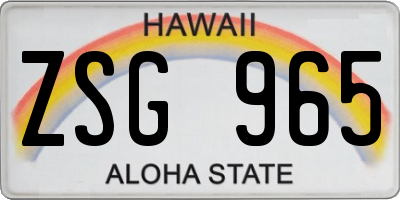 HI license plate ZSG965