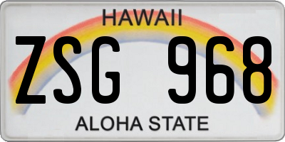 HI license plate ZSG968