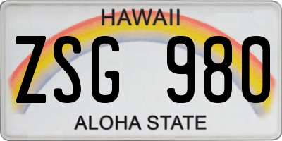 HI license plate ZSG980