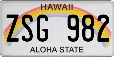 HI license plate ZSG982