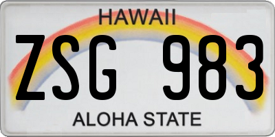 HI license plate ZSG983