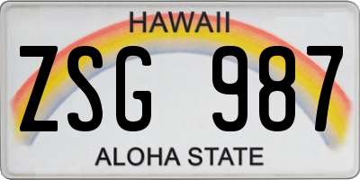 HI license plate ZSG987