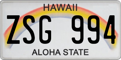 HI license plate ZSG994
