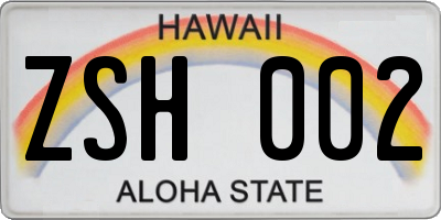 HI license plate ZSH002