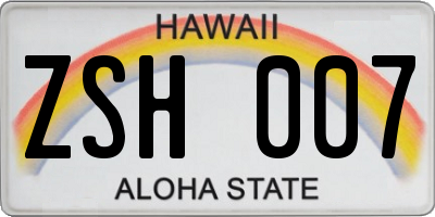 HI license plate ZSH007