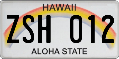 HI license plate ZSH012