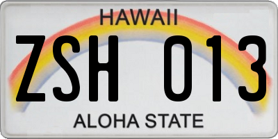 HI license plate ZSH013