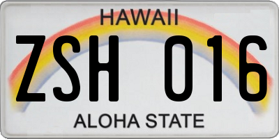 HI license plate ZSH016