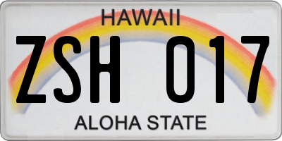 HI license plate ZSH017