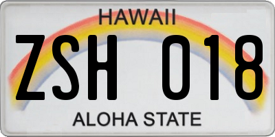 HI license plate ZSH018