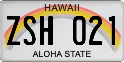 HI license plate ZSH021