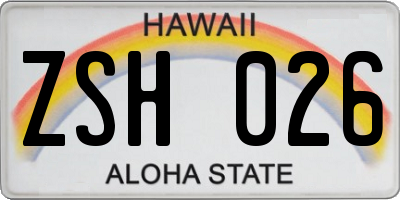 HI license plate ZSH026