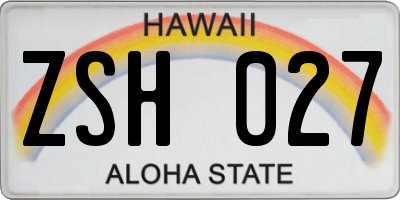 HI license plate ZSH027