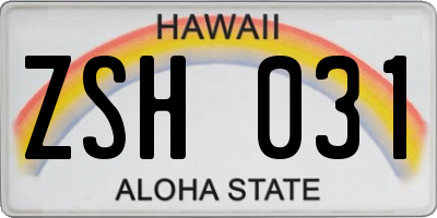 HI license plate ZSH031