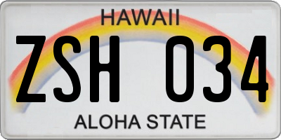 HI license plate ZSH034