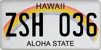 HI license plate ZSH036