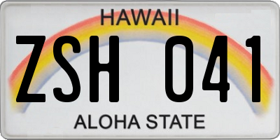 HI license plate ZSH041