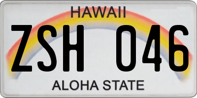 HI license plate ZSH046