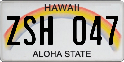 HI license plate ZSH047