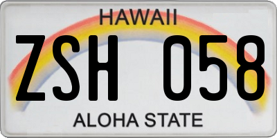 HI license plate ZSH058