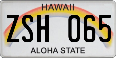HI license plate ZSH065