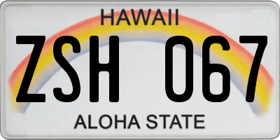 HI license plate ZSH067