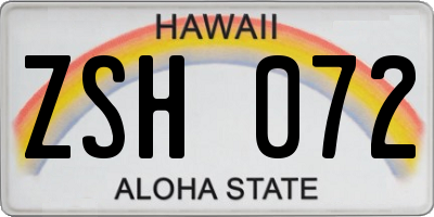 HI license plate ZSH072