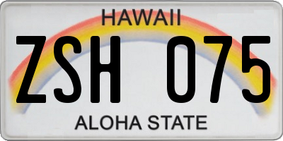 HI license plate ZSH075