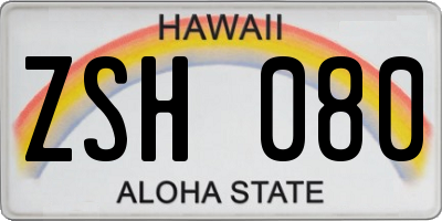 HI license plate ZSH080