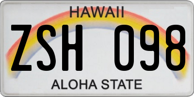 HI license plate ZSH098