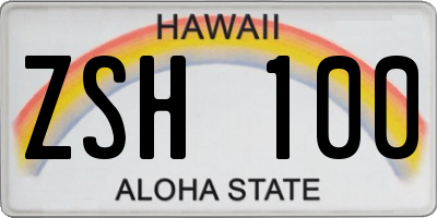 HI license plate ZSH100