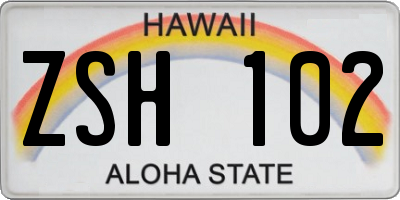 HI license plate ZSH102