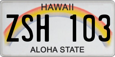 HI license plate ZSH103