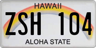 HI license plate ZSH104