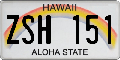HI license plate ZSH151