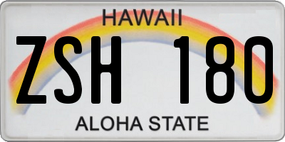 HI license plate ZSH180