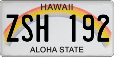 HI license plate ZSH192