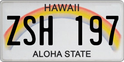 HI license plate ZSH197