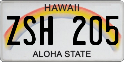 HI license plate ZSH205