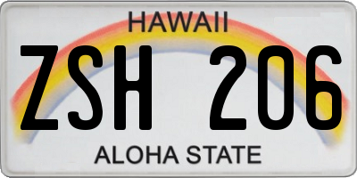 HI license plate ZSH206