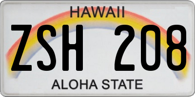 HI license plate ZSH208