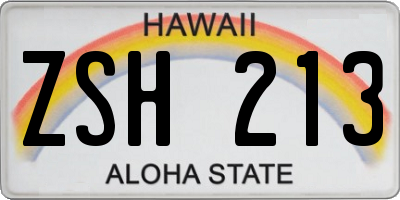 HI license plate ZSH213