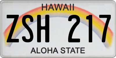 HI license plate ZSH217