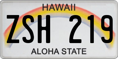 HI license plate ZSH219
