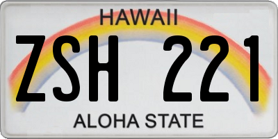 HI license plate ZSH221